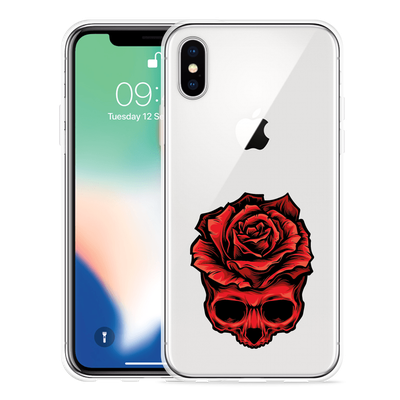 Cazy Hoesje geschikt voor iPhone X - Red Skull