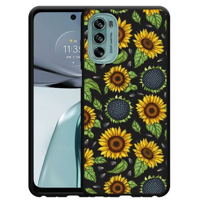 Cazy Hoesje Zwart geschikt voor Motorola Moto G62 5G - Sunflowers
