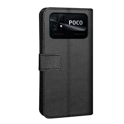 Cazy Wallet Classic Hoesje geschikt voor Poco C40 - Zwart
