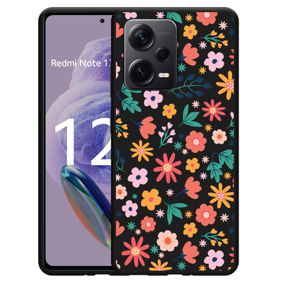 Cazy Hoesje Zwart geschikt voor Xiaomi Redmi Note 12 Pro+ 5G Always have flowers