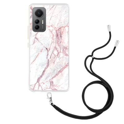 Cazy Hoesje met Koord geschikt voor Xiaomi 12 Lite - White Pink Marble