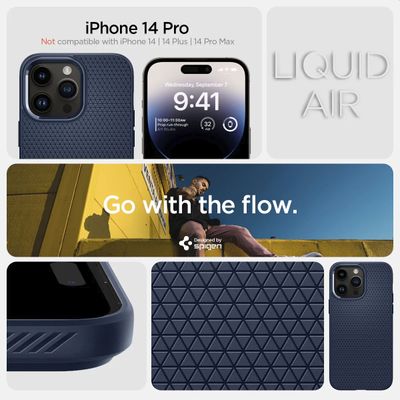 Spigen Liquid Air geschikt voor Apple iPhone 14 Pro Telefoonhoesje - Blauw