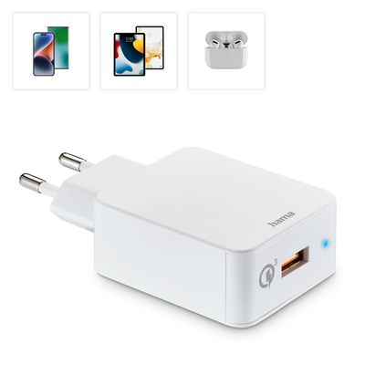 Hama 19,5W Oplader - 1 x USB-A Quick Charge 3.0 - Wit