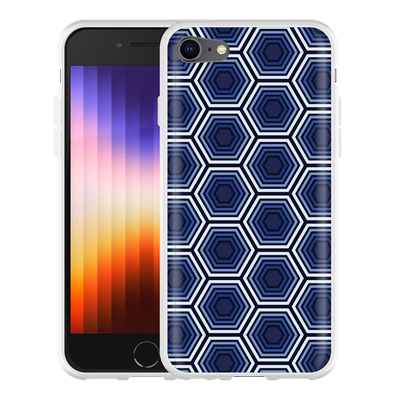Cazy Hoesje geschikt voor iPhone 7 - Blauwe Hexagons