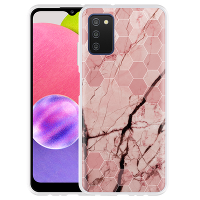 Cazy Hoesje geschikt voor Samsung Galaxy A03s - Pink Marble