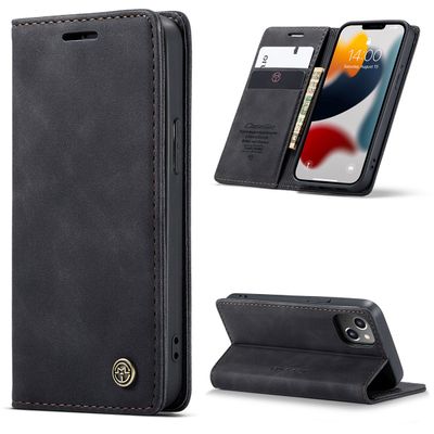 Caseme Hoesje geschikt voor iPhone 13 - Retro Wallet Case - Zwart