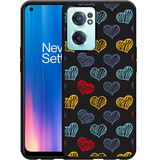 Hoesje Zwart geschikt voor OnePlus Nord CE2 - Doodle hearts