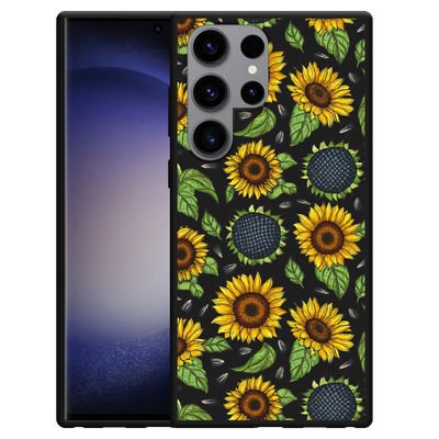 Cazy Hoesje Zwart geschikt voor Samsung Galaxy S23 Ultra Sunflowers