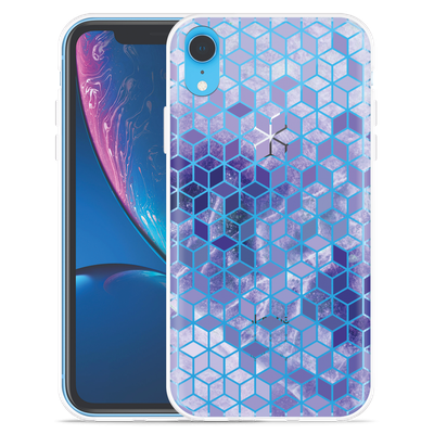 Cazy Hoesje geschikt voor iPhone Xr - Paars Hexagon Marmer