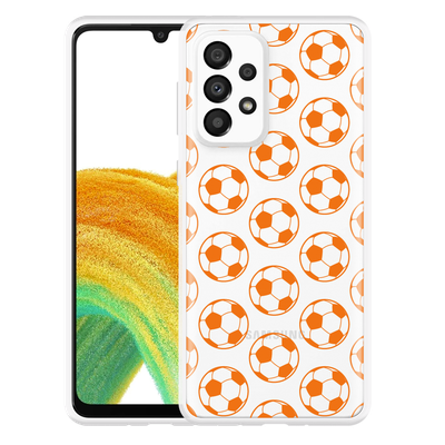 Cazy Hoesje geschikt voor Samsung Galaxy A33 - Orange Soccer Balls