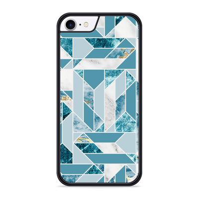 Cazy Hardcase hoesje geschikt voor iPhone 8 - Blauw Marmer Patroon
