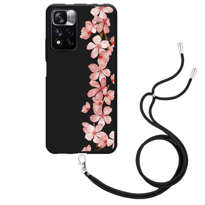 Cazy Hoesje met Koord Zwart geschikt voor Xiaomi Redmi Note 11 Pro+ - Flower Branch