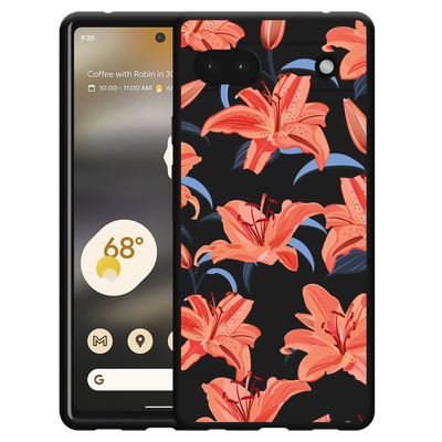 Cazy Hoesje Zwart geschikt voor Google Pixel 6a - Flowers
