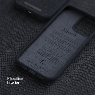 Njord Collections Zalm Leder Hoesje geschikt voor iPhone 13 Mini - Donkergrijs