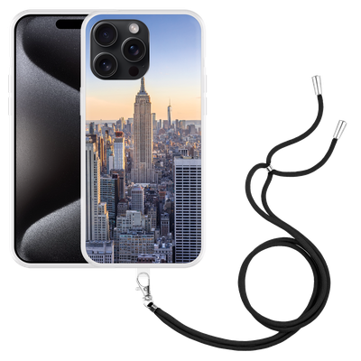 Cazy Hoesje met koord geschikt voor iPhone 15 Pro Max Skyline NY