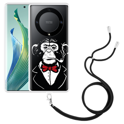 Cazy Hoesje met koord geschikt voor Honor Magic5 Lite Smoking Chimp