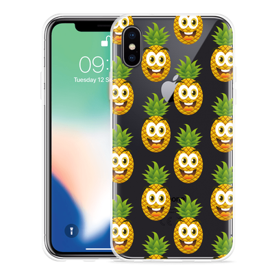Cazy Hoesje geschikt voor iPhone X - Happy Ananas