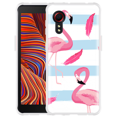 Cazy Hoesje geschikt voor Samsung Galaxy Xcover 5 - Flamingo Feathers