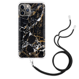 Hoesje met Koord geschikt voor iPhone 11 Pro - Zwart Goud Marmer