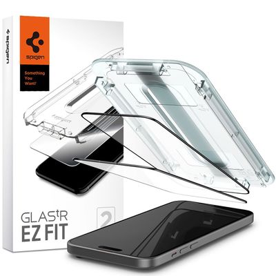 Spigen Glass iPhone 15 Montage Frame EZ FIT 2 Pack (Black) AGL06904