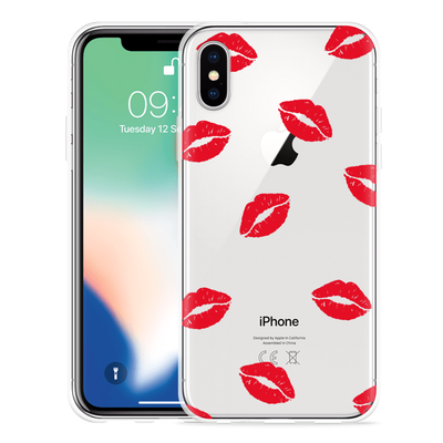 Cazy Hoesje geschikt voor iPhone Xs - Red Kisses