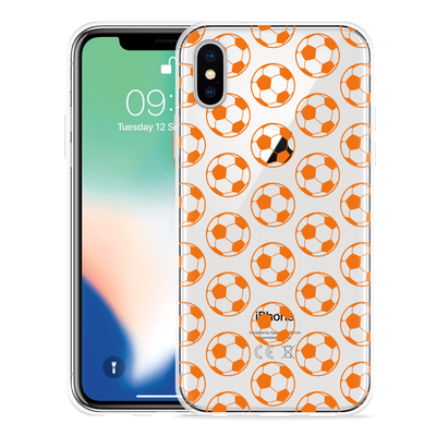 Cazy Hoesje geschikt voor iPhone Xs - Orange Soccer Balls