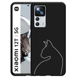 Hoesje Zwart geschikt voor Xiaomi 12T/12T Pro - Kattencontour II