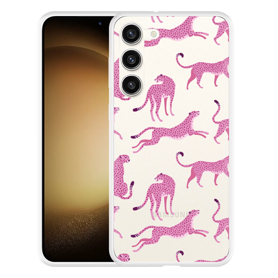 Cazy Hoesje geschikt voor Samsung Galaxy S23+ Roze Cheeta's