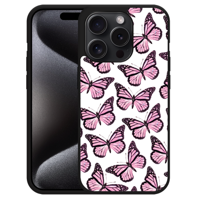 Cazy Hardcase Hoesje geschikt voor iPhone 15 Pro Roze Vlinders
