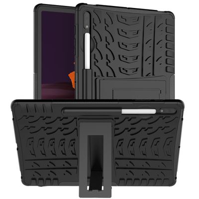 Cazy Rugged Hybrid Hoes geschikt voor Samsung Galaxy Tab S7 FE/Tab S7 Plus - Zwart