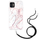 Hoesje met Koord geschikt voor iPhone 11 - White Pink Marble