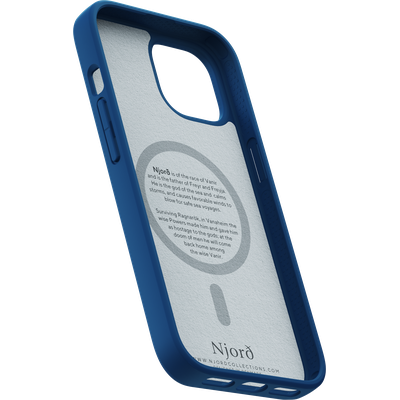 Njord Collections Suede Comfort+ Hoesje geschikt voor iPhone 15 - 2M valbescherming - Gerecycled / Duurzaam materiaal - Blauw