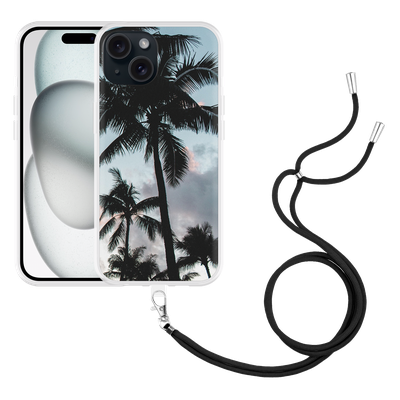 Cazy Hoesje met koord geschikt voor iPhone 15 Palmtrees