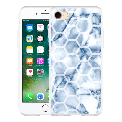 Cazy Hoesje geschikt voor iPhone 7 - Blue Marble Hexagon