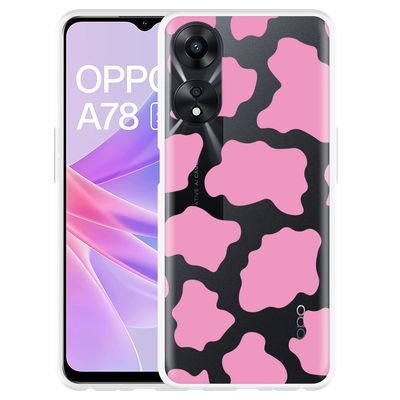 Cazy Hoesje geschikt voor Oppo A78 5G Roze Koeienvlekken