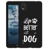 Hoesje Zwart geschikt voor Nokia C2 2nd Edition - Life Is Better With a Dog Wit