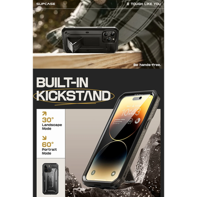 Supcase Unicorn Beetle Pro Hoesje geschikt voor iPhone 15 Pro Max - Met ingebouwde screen protector - Zwart