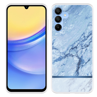 Cazy Hoesje geschikt voor Samsung Galaxy A15 / A15 5G Blauw Marmer