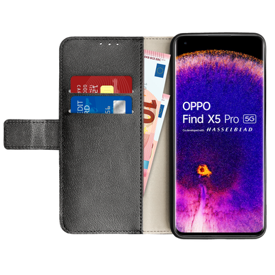 Cazy Wallet Classic Hoesje geschikt voor Oppo Find X5 Pro - Zwart