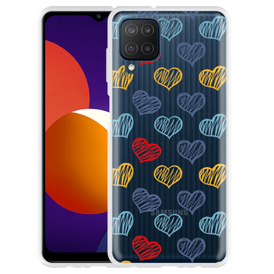 Cazy Hoesje geschikt voor Samsung Galaxy M12 - Doodle hearts