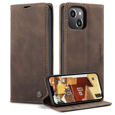 CASEME iPhone 15 Retro Wallet Case - Coffee