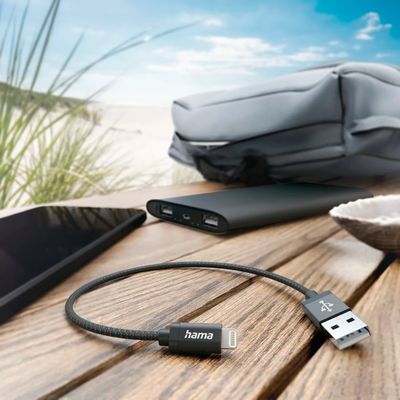 Hama USB-A naar Lightning Kabel - 20cm - Zwart