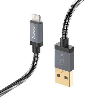 Hama Prime Line Metal USB-A naar Lightning kabel - MFI gecertificeerd - 150cm - Antraciet