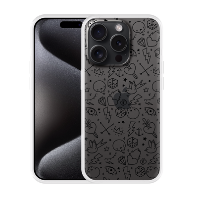 Cazy Hoesje geschikt voor iPhone 15 Pro Max Tattoo Zwart