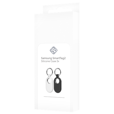 Cazy Hoesje geschikt voor Samsung SmartTag2 - Siliconen Sleutelhanger Hoesje - Zwart/Wit - 2 stuks