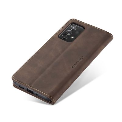 Caseme Hoesje geschikt voor Samsung Galaxy A73 - Retro Wallet Case - Coffee