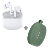 Draadloze Bluetooth Oordopjes - Oortjes Draadloos - met Noise Cancelling (Wit) + Siliconen Hoesje (Groen)