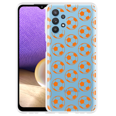 Cazy Hoesje geschikt voor Samsung Galaxy A32 5G - Orange Soccer Balls