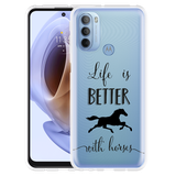 Hoesje geschikt voor Motorola Moto G41 - Life is Better with Horses