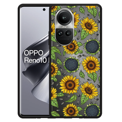 Cazy Hoesje Zwart geschikt voor Oppo Reno10 Pro 5G Sunflowers